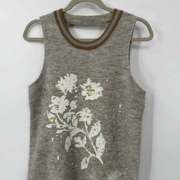 Anthropologie Knitted & Knotted Afterlight Wool Dress Small Sleeveless Floral - Picture 3 of 14